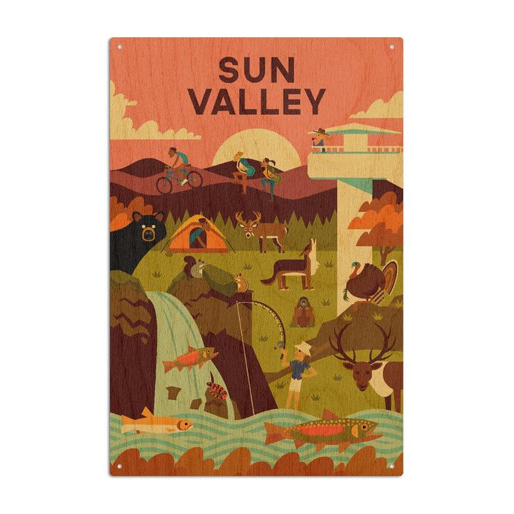 Sun Valley, Idaho, Geometric Series, Lantern Press Artwork, Wood Signs and Postcards Wood Lantern Press 10 x 15 Wood Sign 
