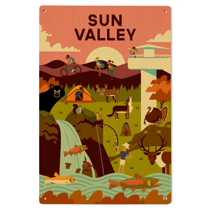 Sun Valley, Idaho, Geometric Series, Lantern Press Artwork, Wood Signs and Postcards Wood Lantern Press 
