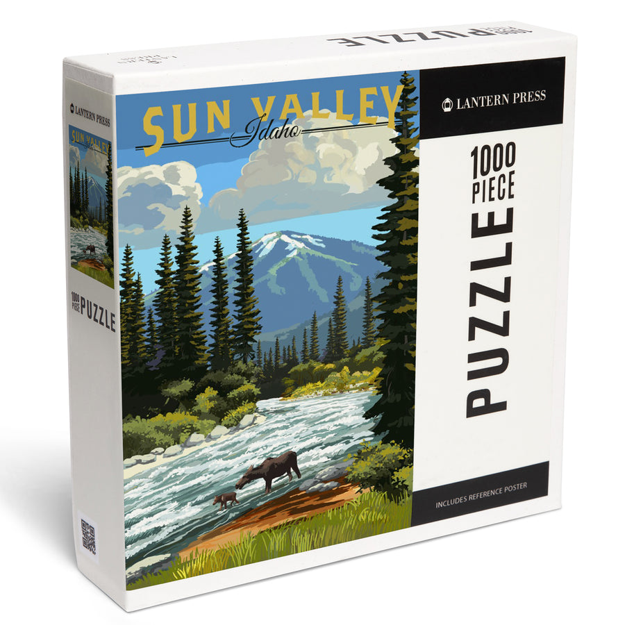 Sun Valley, Idaho, Moose and River Rapids, Jigsaw Puzzle Puzzle Lantern Press 