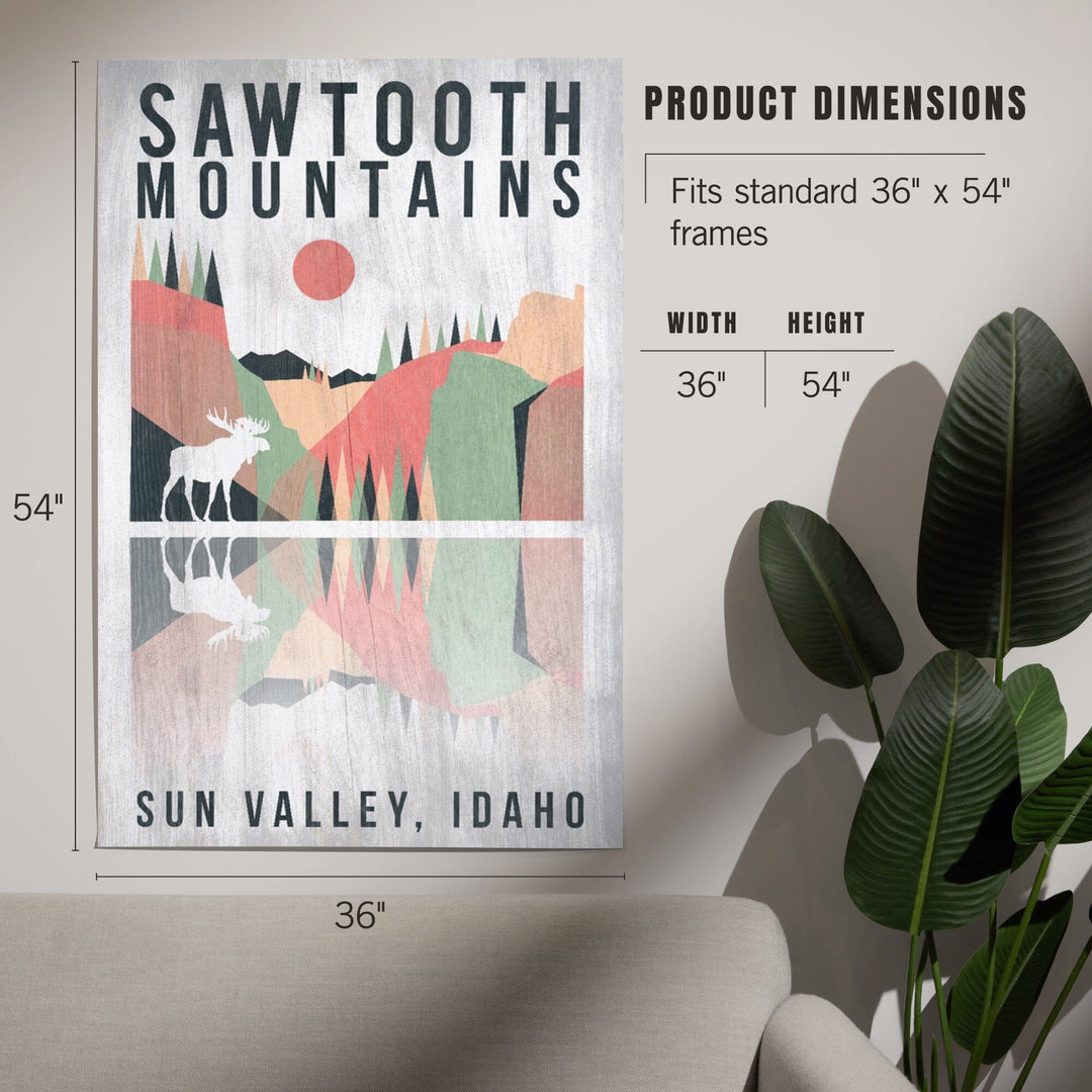 Sun Valley, Idaho, Sawtooth Mountains, Moose, Geometric Opacity, Art & Giclee Prints Art Lantern Press 