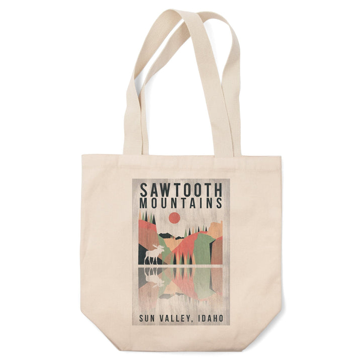 Sun Valley, Idaho, Sawtooth Mountains, Moose, Geometric Opacity, Tote Bag Totes Lantern Press 