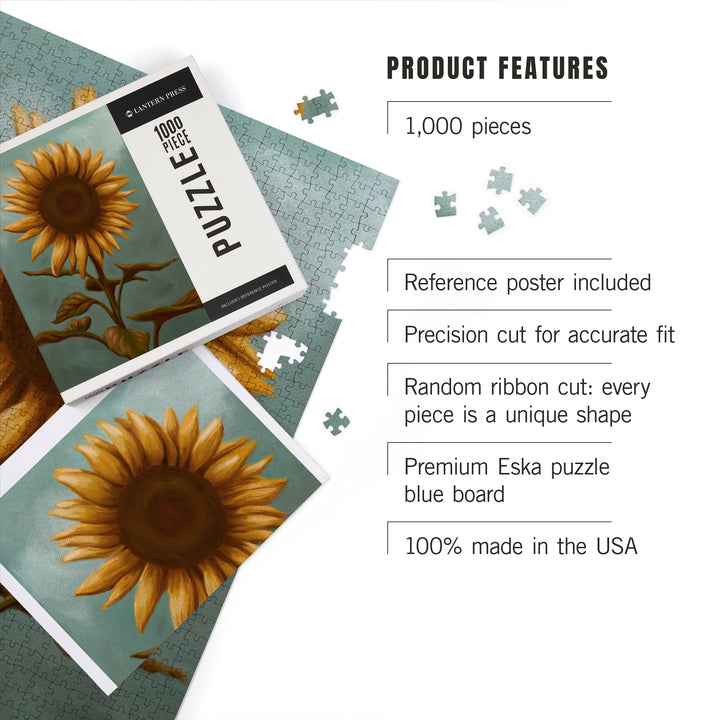 Sunflower, Oil Painting, Jigsaw Puzzle Puzzle Lantern Press 