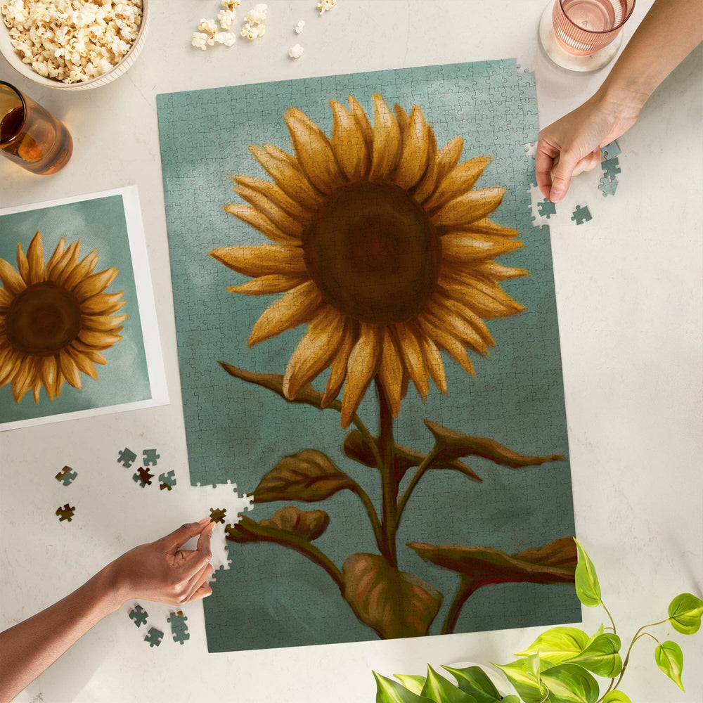 Sunflower, Oil Painting, Jigsaw Puzzle Puzzle Lantern Press 