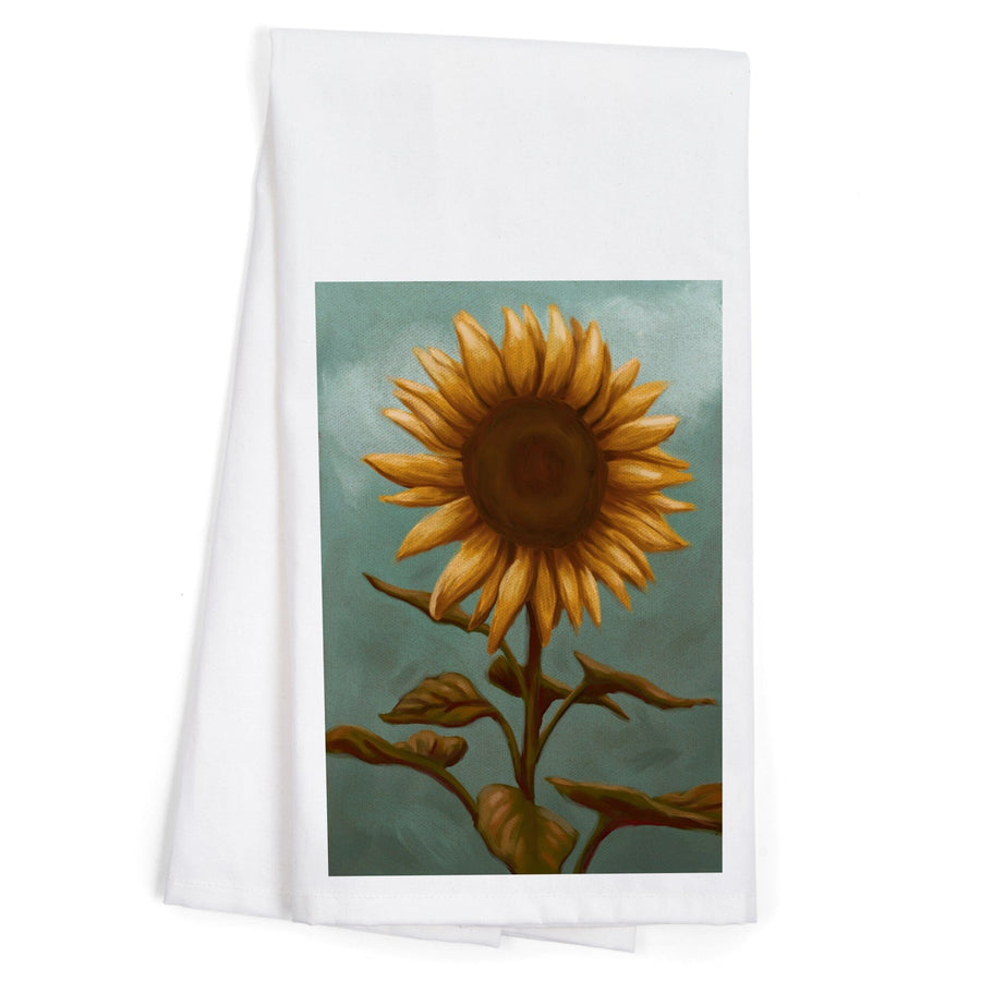 Sunflower, Oil Painting, Organic Cotton Kitchen Tea Towels Kitchen Lantern Press 