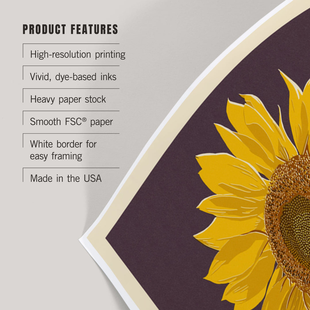 Sunflowers, Letterpress, Art & Giclee Prints Art Lantern Press 