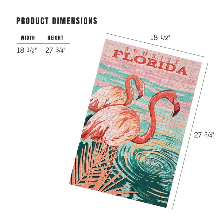 Sunrise, Florida, Flamingo, Vintage Print Press, Jigsaw Puzzle Puzzle Lantern Press 
