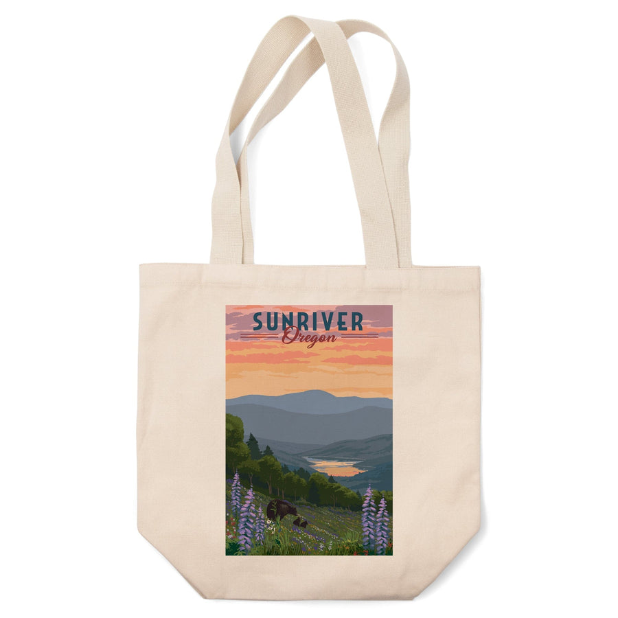 Sunriver, Oregon, Bear and Spring Flowers, Tote Bag Totes Lantern Press 