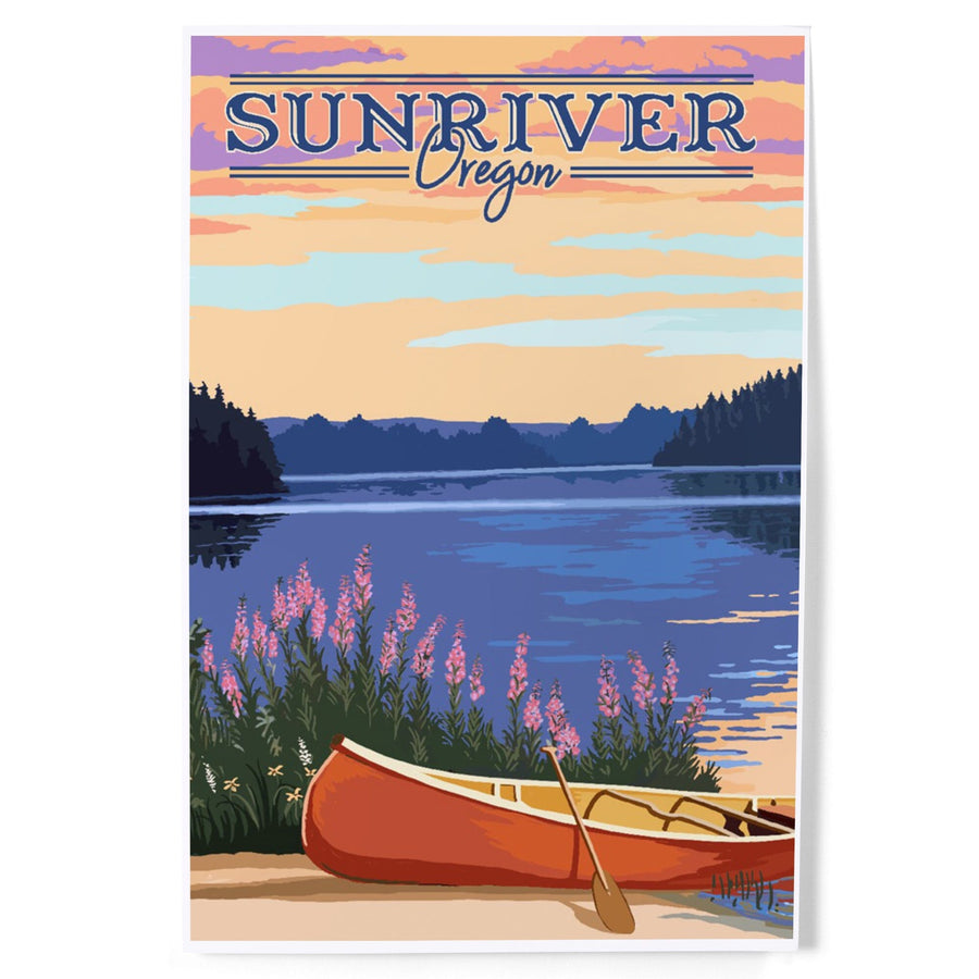 Sunriver, Oregon, Canoe and Lake, Art & Giclee Prints Art Lantern Press 