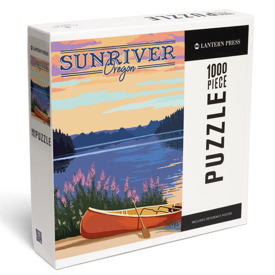 Sunriver, Oregon, Canoe and Lake, Jigsaw Puzzle Puzzle Lantern Press 