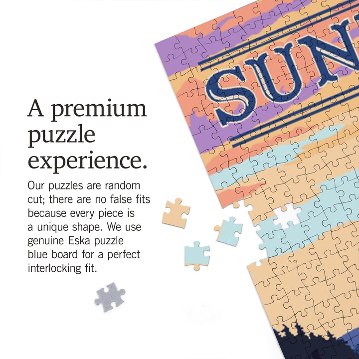 Sunriver, Oregon, Canoe and Lake, Jigsaw Puzzle Puzzle Lantern Press 