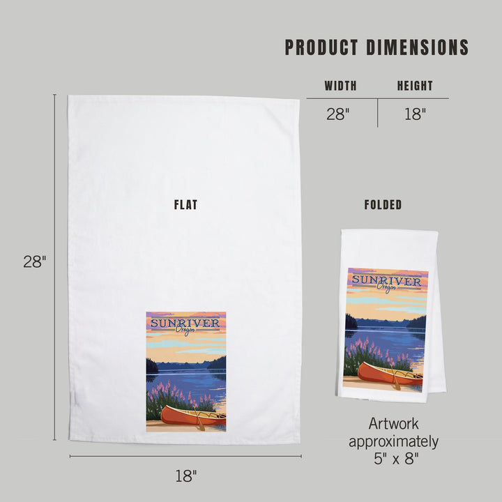 Sunriver, Oregon, Canoe and Lake, Organic Cotton Kitchen Tea Towels Kitchen Lantern Press 