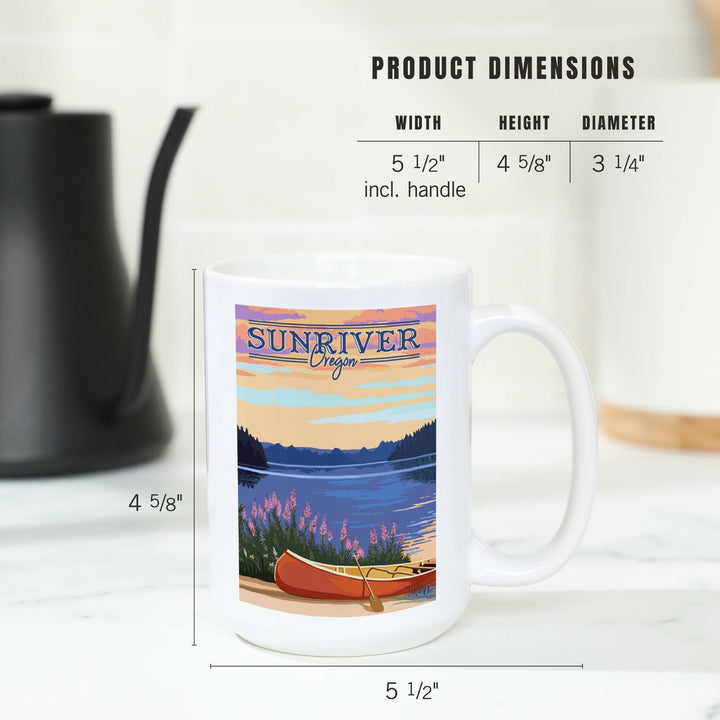 Sunriver, Oregon, Canoe & Lake, Lantern Press Artwork, Ceramic Mug Mugs Lantern Press 