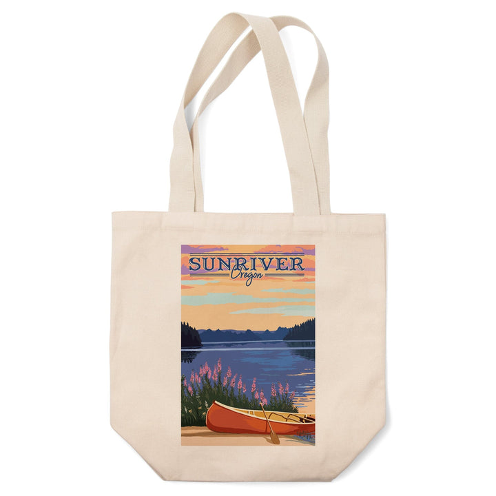 Sunriver, Oregon, Canoe & Lake, Lantern Press Artwork, Tote Bag Totes Lantern Press 