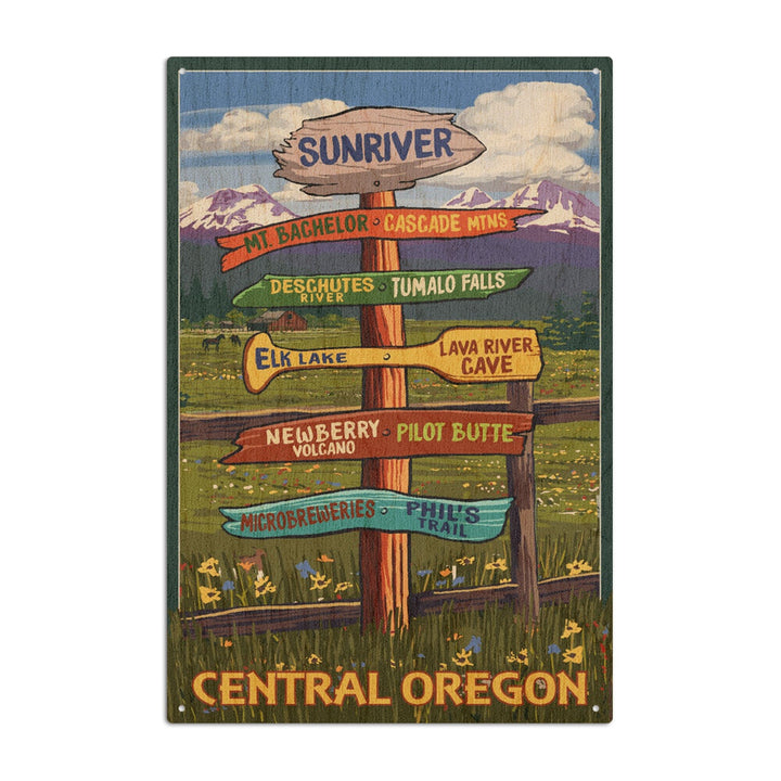 Sunriver, Oregon, Destination Signpost, Lantern Press Artwork, Wood Signs and Postcards Wood Lantern Press 10 x 15 Wood Sign 