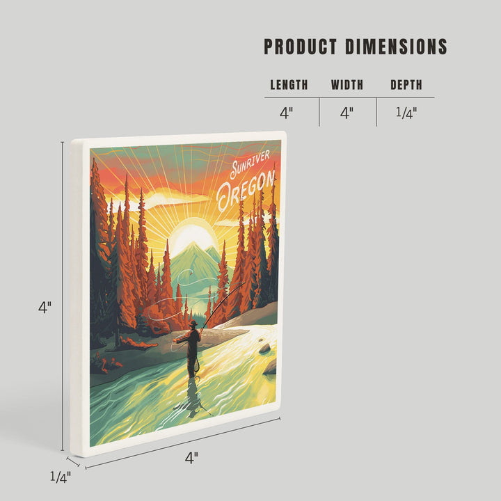 Sunriver, Oregon, Get Outside Series, This is Living, Fishing with Mountain, Coasters Coasters Lantern Press 