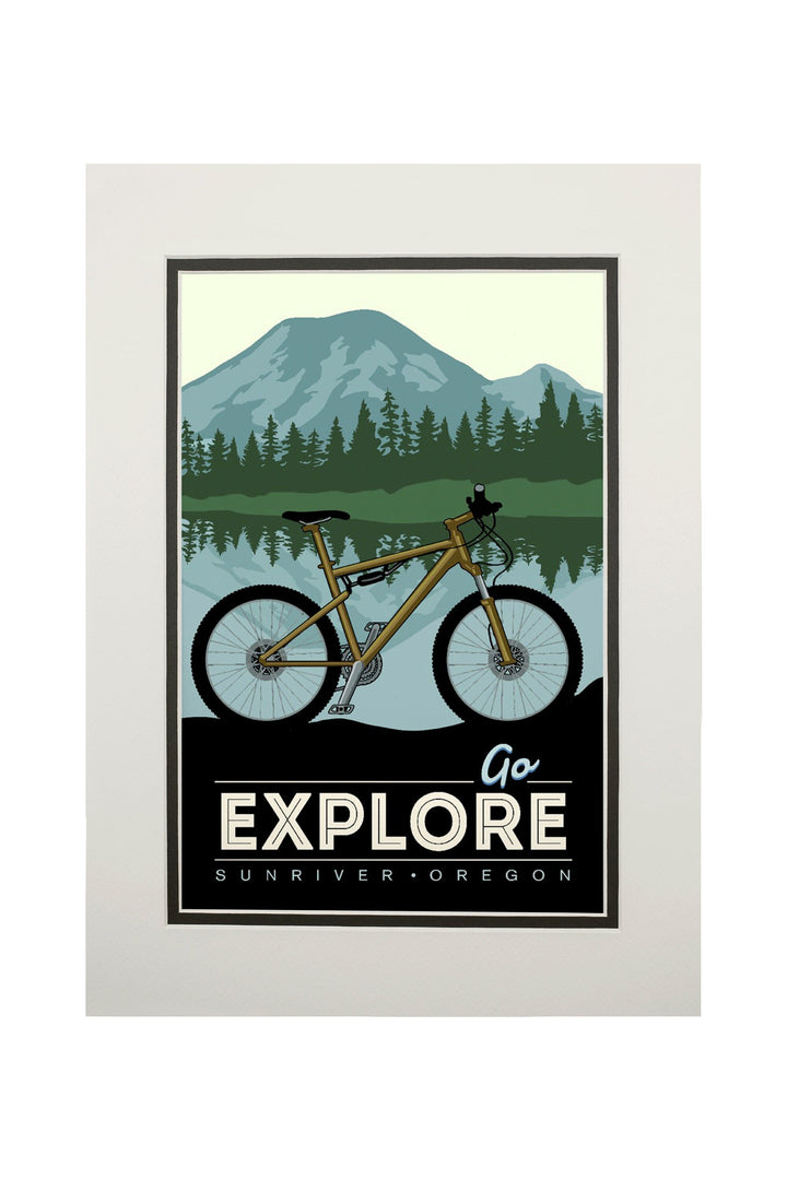 Sunriver, Oregon, Go Explore, Bike, Art & Giclee Prints Art Lantern Press 11 x 14 Matted Art Print 