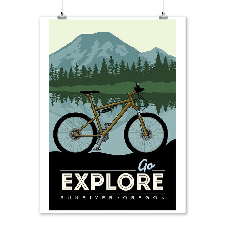 Sunriver, Oregon, Go Explore, Bike, Art & Giclee Prints Art Lantern Press 12 x 18 Art Print 