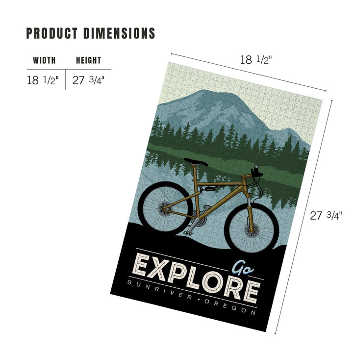 Sunriver, Oregon, Go Explore, Bike, Jigsaw Puzzle Puzzle Lantern Press 