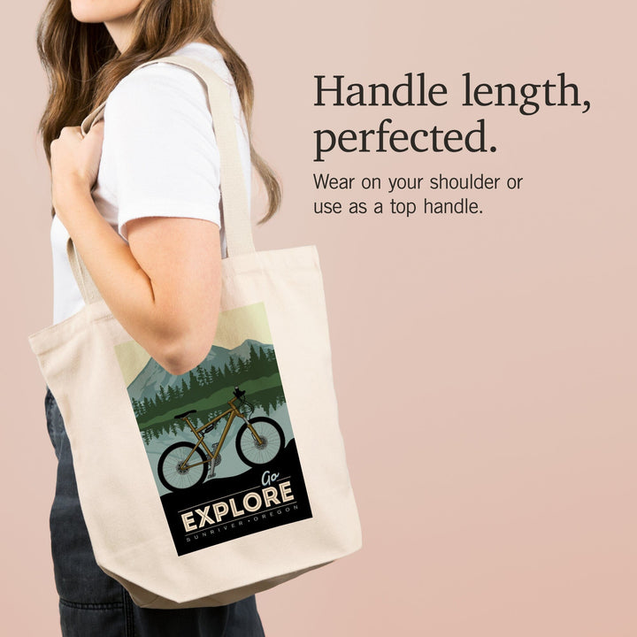 Sunriver, Oregon, Go Explore, Bike, Lantern Press Artwork, Tote Bag Totes Lantern Press 