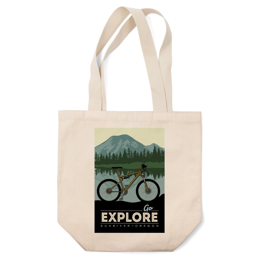 Sunriver, Oregon, Go Explore, Bike, Lantern Press Artwork, Tote Bag Totes Lantern Press 