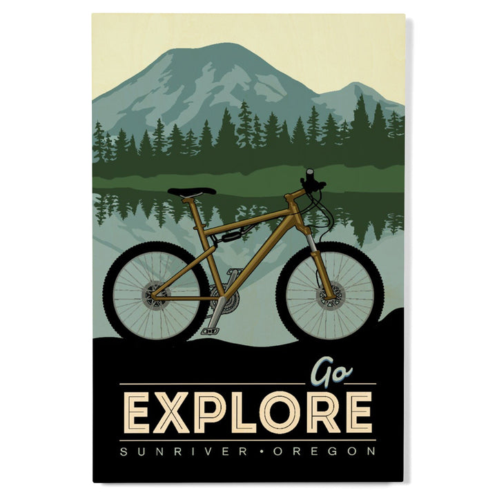 Sunriver, Oregon, Go Explore, Bike, Lantern Press Artwork, Wood Signs and Postcards Wood Lantern Press 