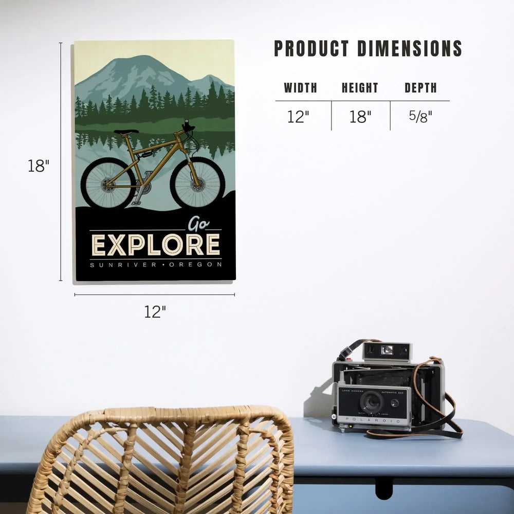 Sunriver, Oregon, Go Explore, Bike, Lantern Press Artwork, Wood Signs and Postcards Wood Lantern Press 