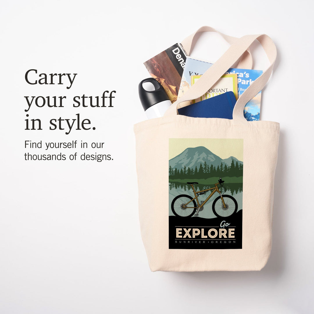 Sunriver, Oregon, Go Explore, Bike, Tote Bag Totes Lantern Press 