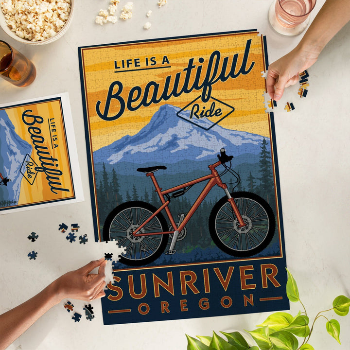 Sunriver, Oregon, Life is a Beautiful Ride, Mountain Bike, Jigsaw Puzzle Puzzle Lantern Press 