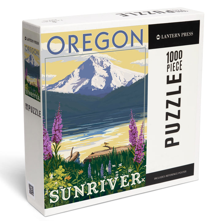 Sunriver, Oregon, Mountain and Lake Scene, Jigsaw Puzzle Puzzle Lantern Press 
