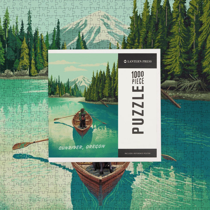 Sunriver, Oregon, Salmon River, Quiet Explorer, Boating, Mountain, Jigsaw Puzzle Puzzle Lantern Press 