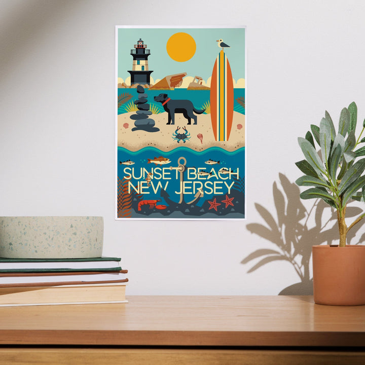 Sunset Beach, New Jersey, Geometric, Art & Giclee Prints Art Lantern Press 
