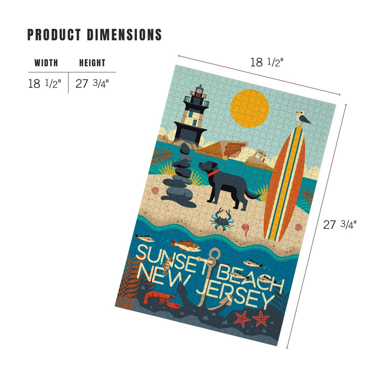 Sunset Beach, New Jersey, Geometric, Jigsaw Puzzle Puzzle Lantern Press 