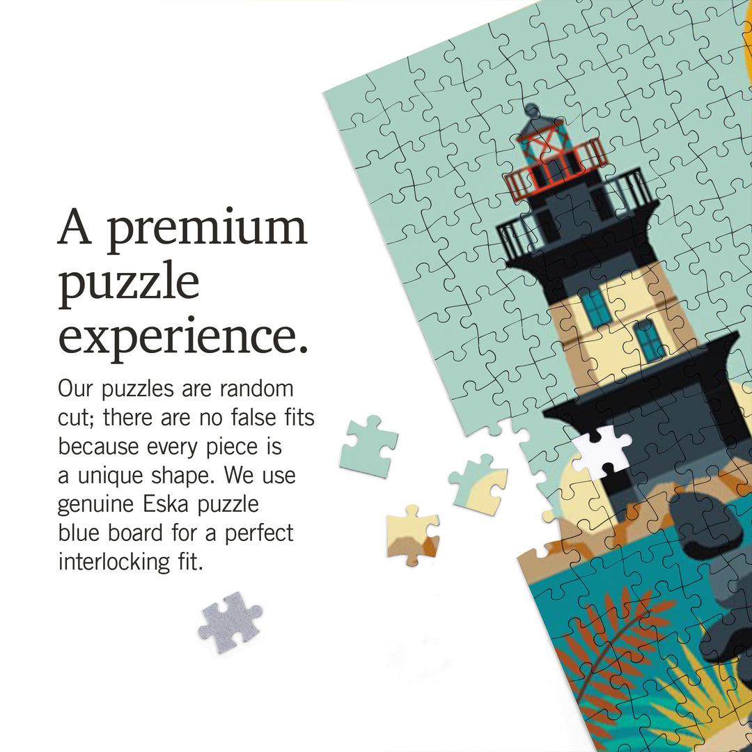 Sunset Beach, New Jersey, Geometric, Jigsaw Puzzle Puzzle Lantern Press 