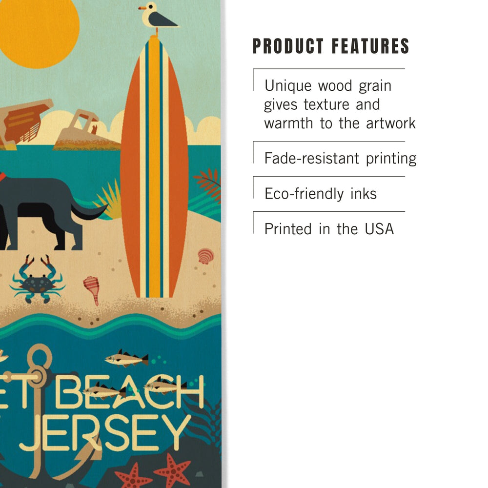 Sunset Beach, New Jersey, Geometric, Lantern Press Artwork, Wood Signs and Postcards Wood Lantern Press 