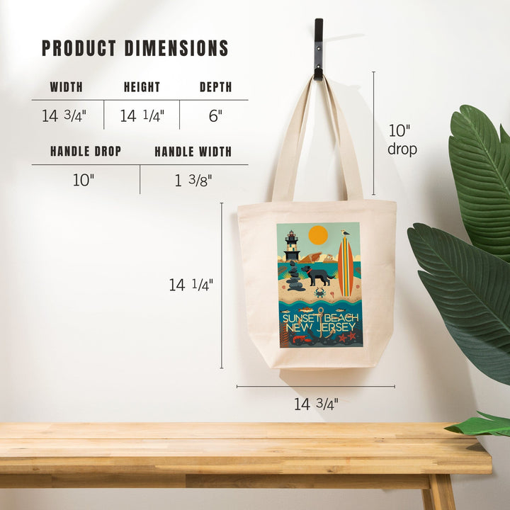 Sunset Beach, New Jersey, Geometric, Tote Bag Totes Lantern Press 