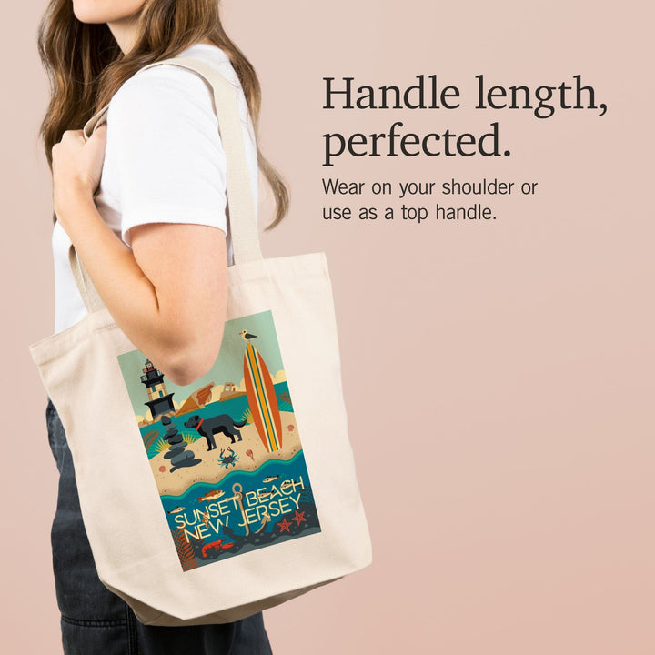 Sunset Beach, New Jersey, Geometric, Tote Bag Totes Lantern Press 