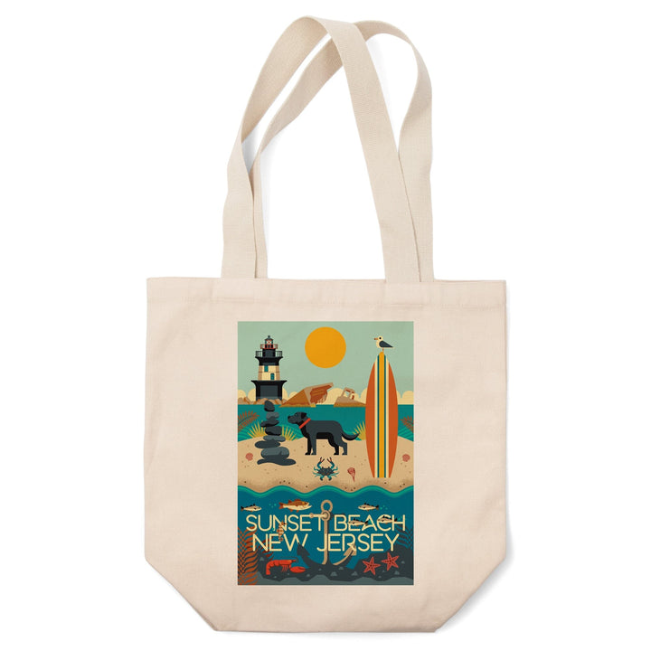 Sunset Beach, New Jersey, Geometric, Tote Bag Totes Lantern Press 