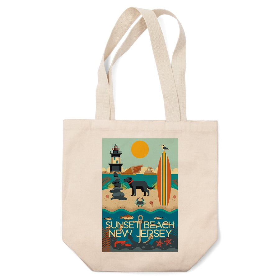 Sunset Beach, New Jersey, Geometric, Tote Bag Totes Lantern Press 