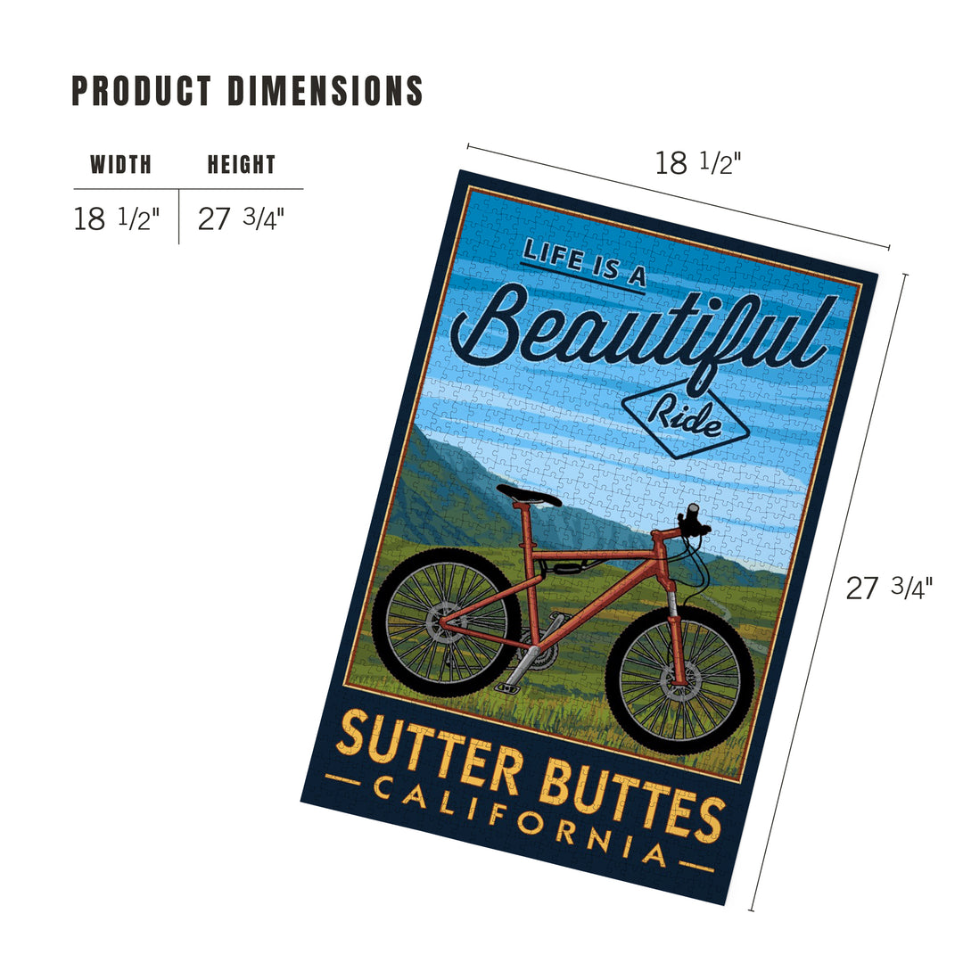 Sutter Buttes, California, Life is a Beautiful Ride, Mountain Bike, Jigsaw Puzzle Puzzle Lantern Press 