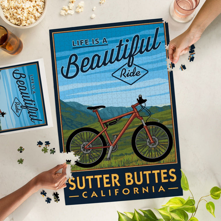 Sutter Buttes, California, Life is a Beautiful Ride, Mountain Bike, Jigsaw Puzzle Puzzle Lantern Press 