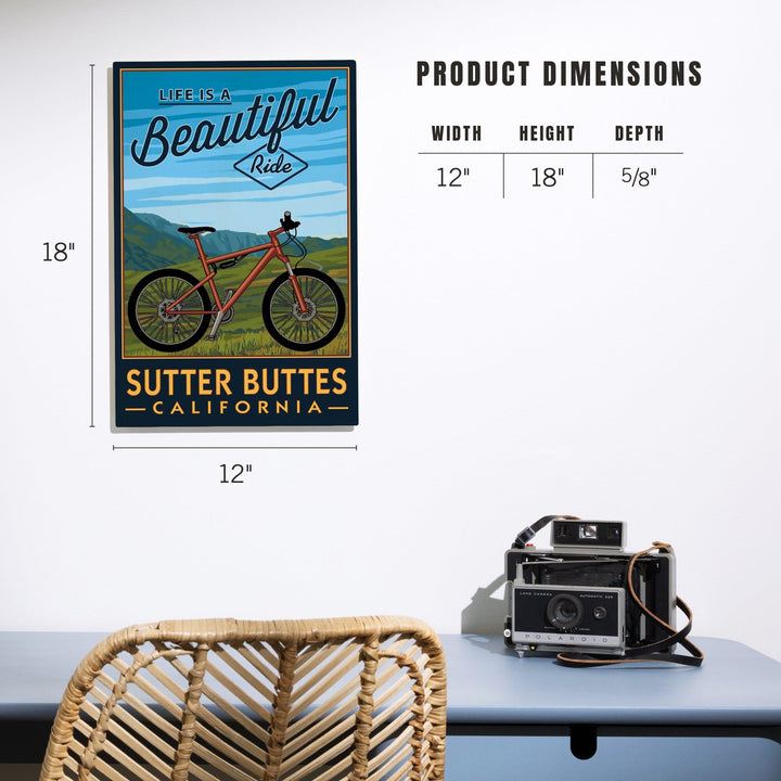 Sutter Buttes, California, Life is a Beautiful Ride, Mountain Bike, Lantern Press Artwork, Wood Signs and Postcards Wood Lantern Press 
