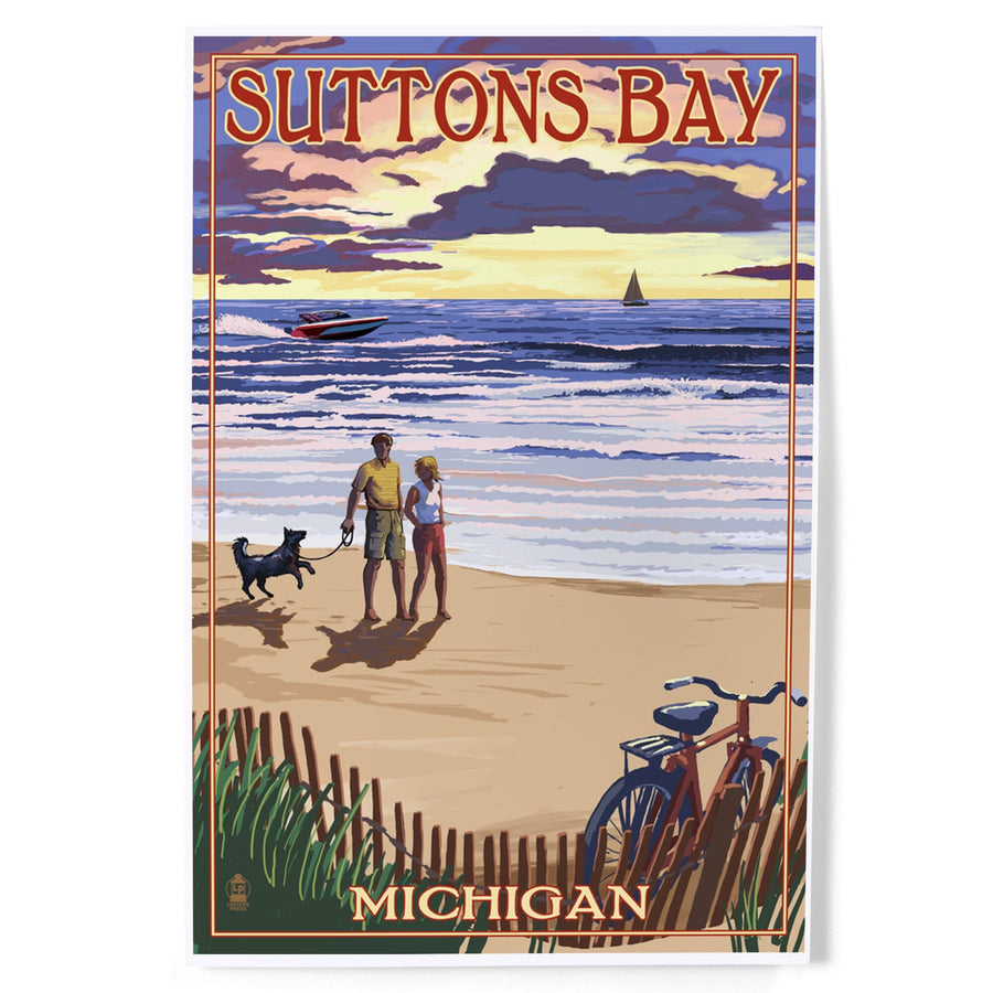 Suttons Bay, Michigan, Sunset on Beach, Art & Giclee Prints Art Lantern Press 