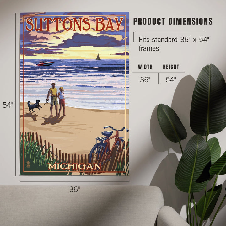 Suttons Bay, Michigan, Sunset on Beach, Art & Giclee Prints Art Lantern Press 