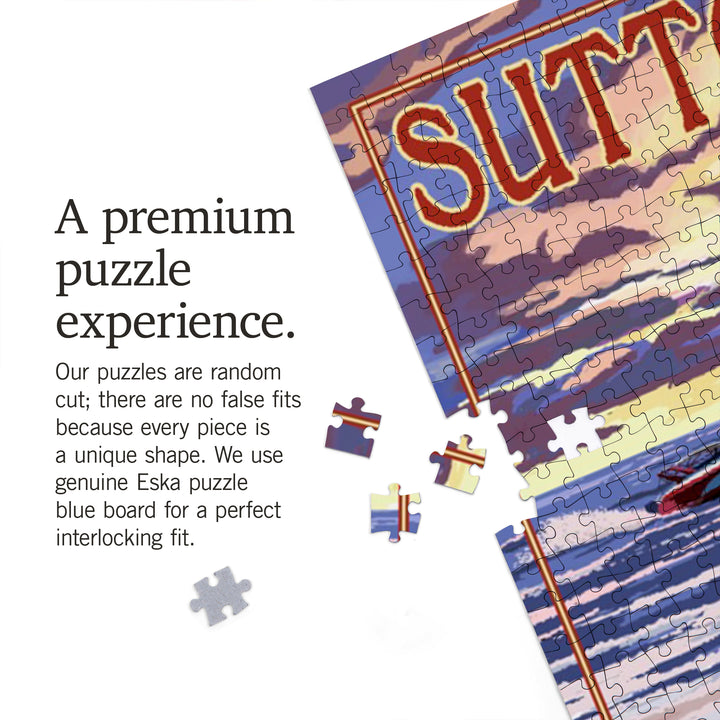 Suttons Bay, Michigan, Sunset on Beach, Jigsaw Puzzle Puzzle Lantern Press 