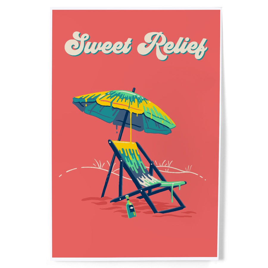 Sweet Relief Collection, Beach Chair and Umbrella, Sweet Relief, Art & Giclee Prints Art Lantern Press 