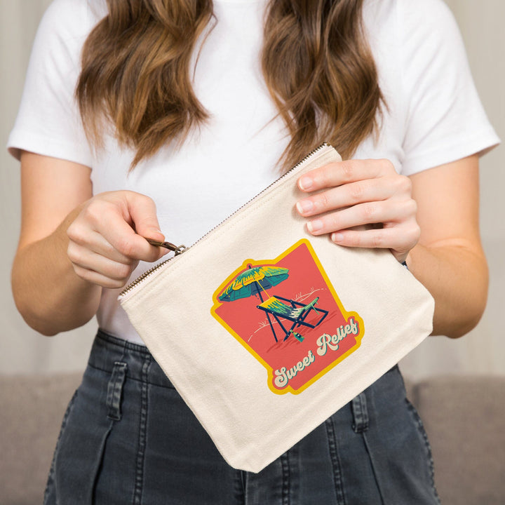 Sweet Relief Collection, Beach Chair and Umbrella, Sweet Relief, Contour, Accessory Go Bag Totes Lantern Press 