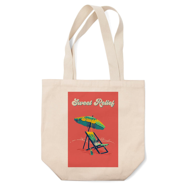 Sweet Relief Collection, Beach Chair and Umbrella, Sweet Relief, Tote Bag Totes Lantern Press 