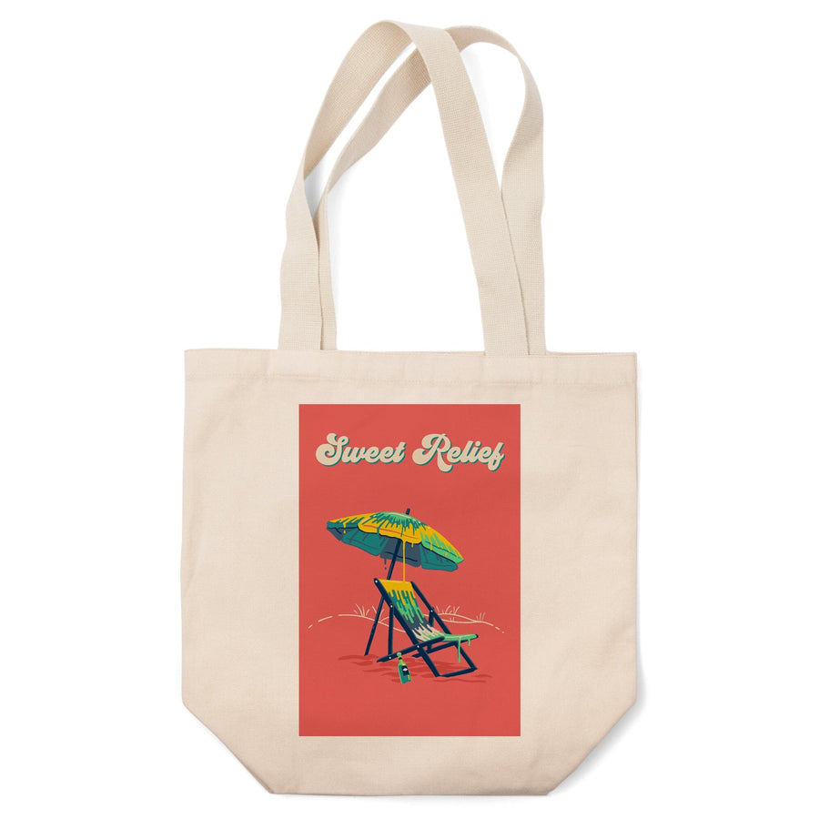 Sweet Relief Collection, Beach Chair and Umbrella, Sweet Relief, Tote Bag Totes Lantern Press 