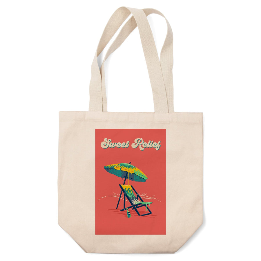 Sweet Relief Collection, Beach Chair and Umbrella, Sweet Relief, Tote Bag Totes Lantern Press 