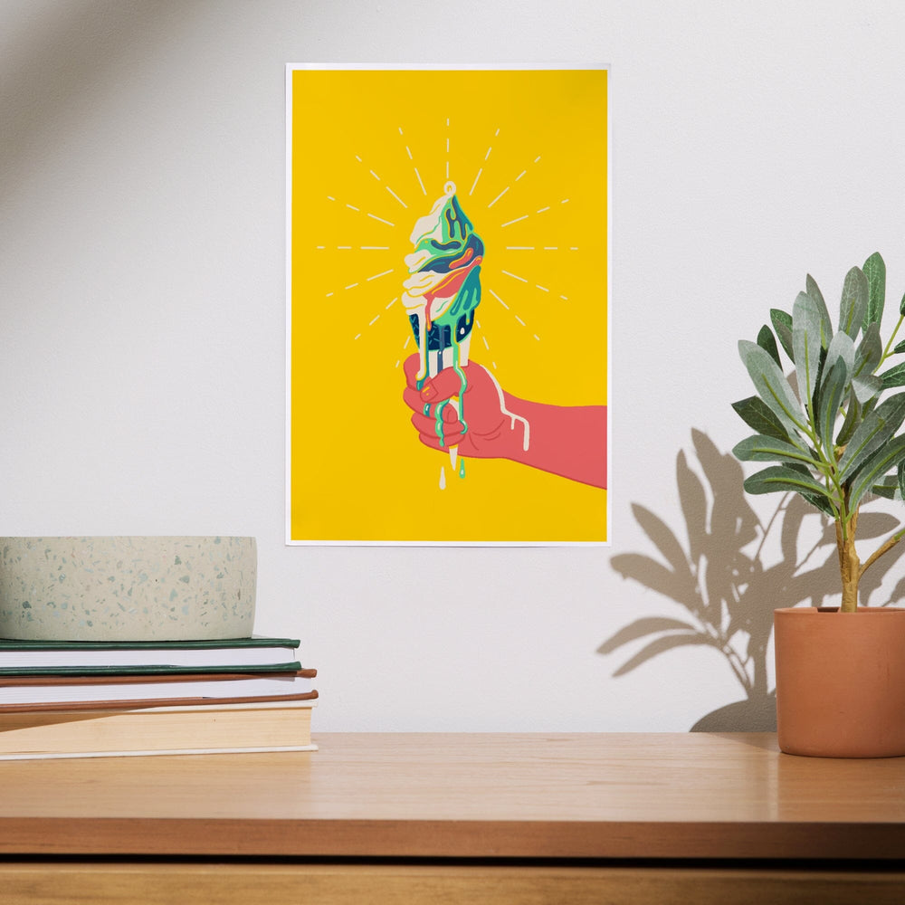 Sweet Relief Collection, Melting Ice Cream Cone, Art & Giclee Prints Art Lantern Press 